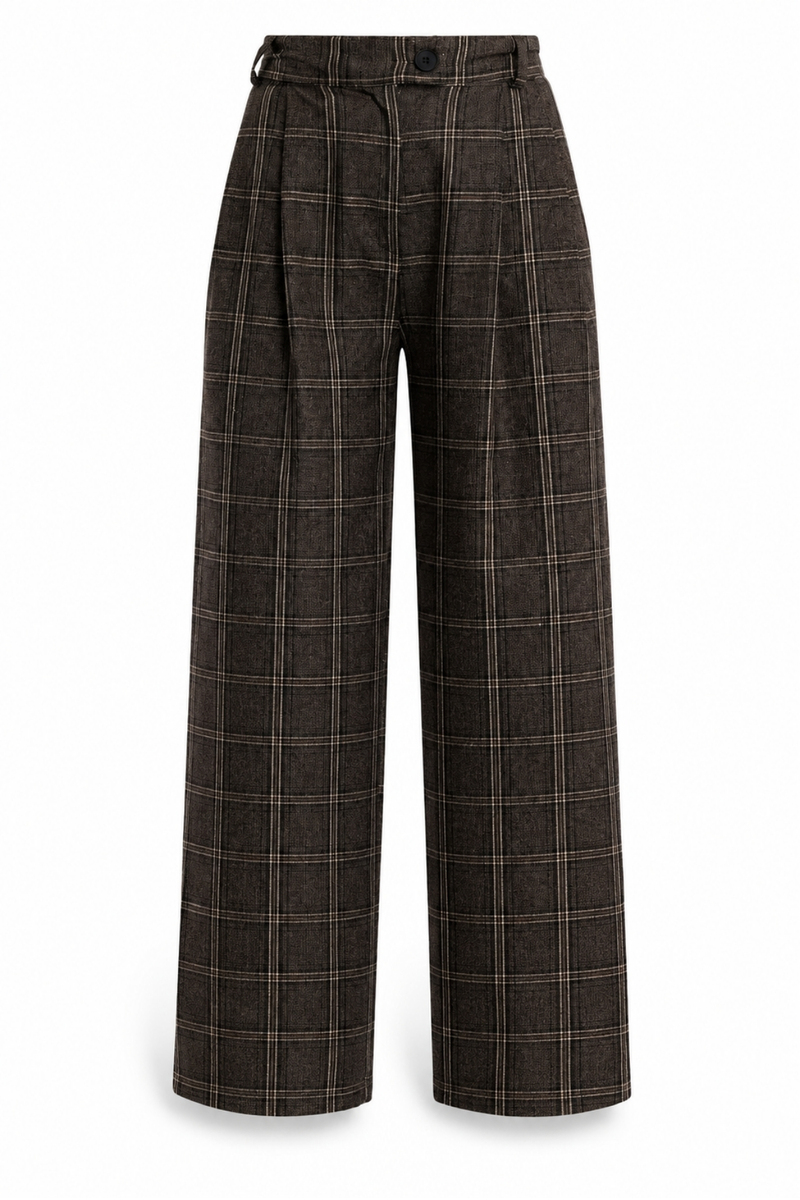 Kahverengi Ekose Desen Pantolon 0057