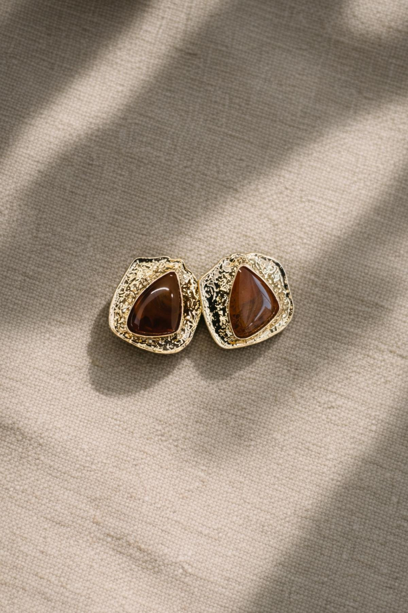 Kahverengi Elegante Küpe 