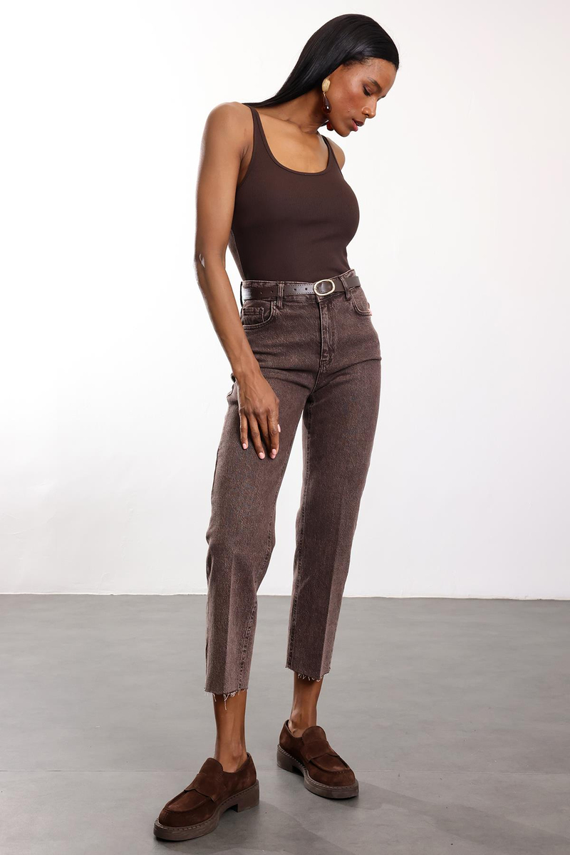 Kahverengi Fitilli İnce Askılı Atlet 24113