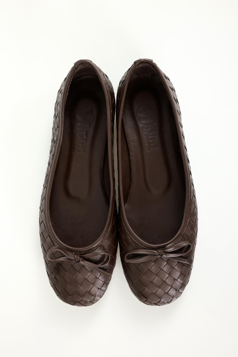 Kahverengi Flexible Deri Örgü Babet 36617