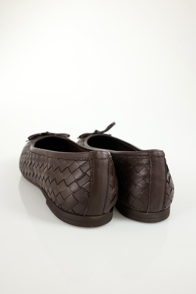 Kahverengi Flexible Deri Örgü Babet 36617