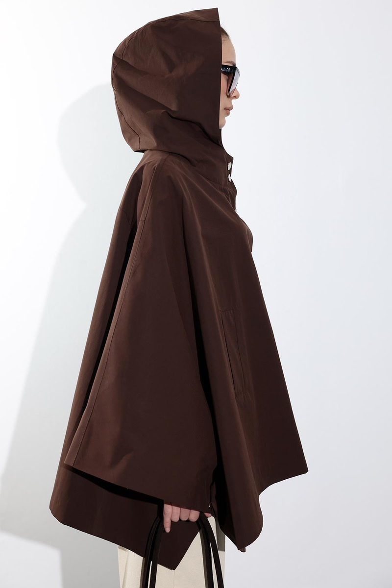 Kahverengi Kapüşonlu Panço 87145