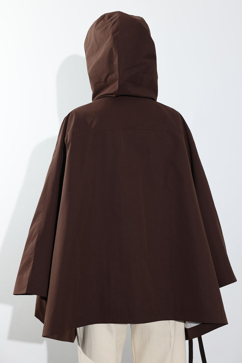 Kahverengi Kapüşonlu Panço 87145