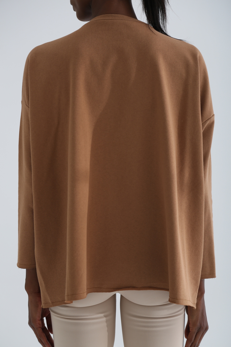 Kahverengi Kargo Cep Oversize Sweatshirt 1323