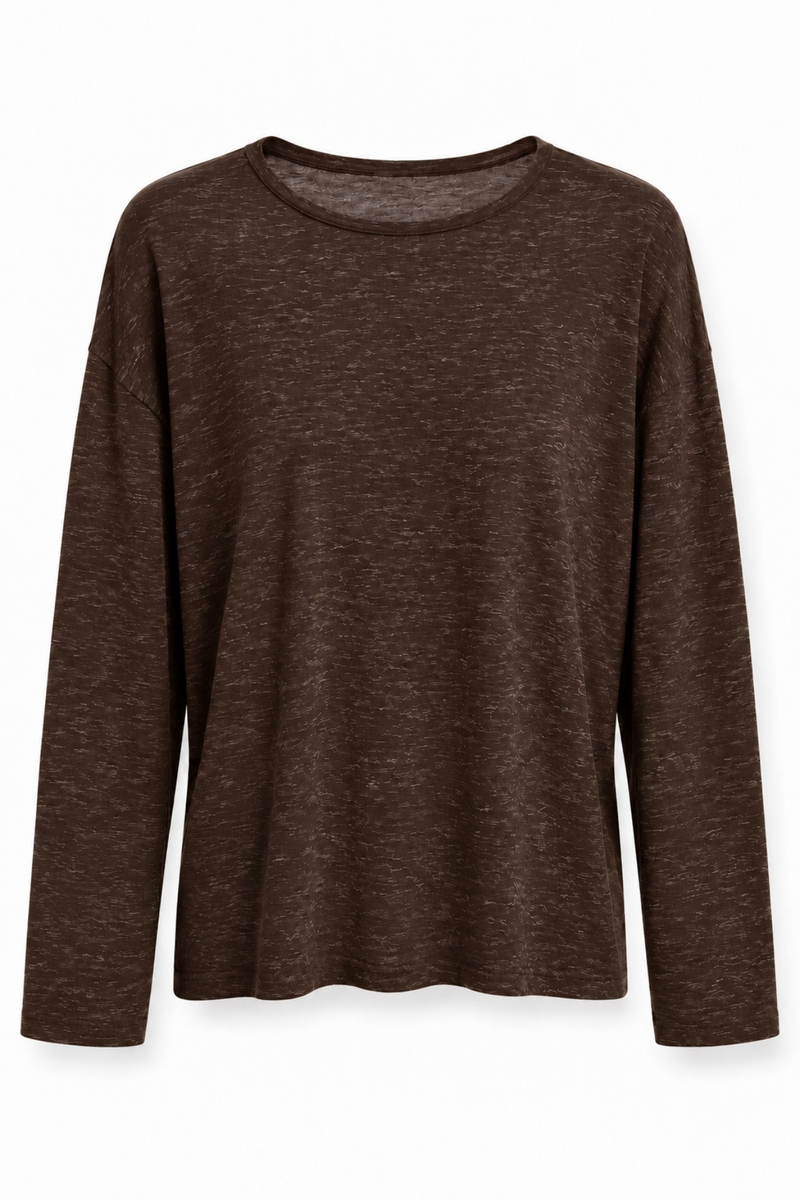Kahverengi Kendinden Dokulu Oversize Bluz 27377