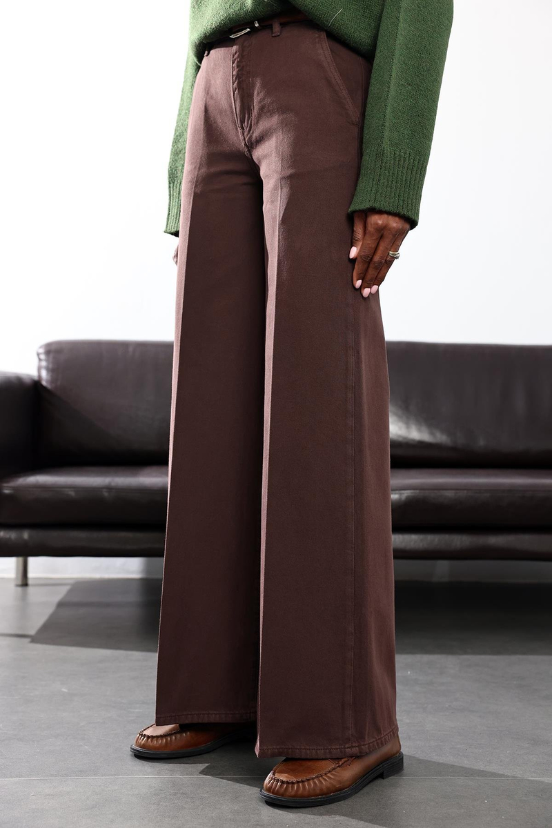 Kahverengi Klasik Wide Leg Jean 