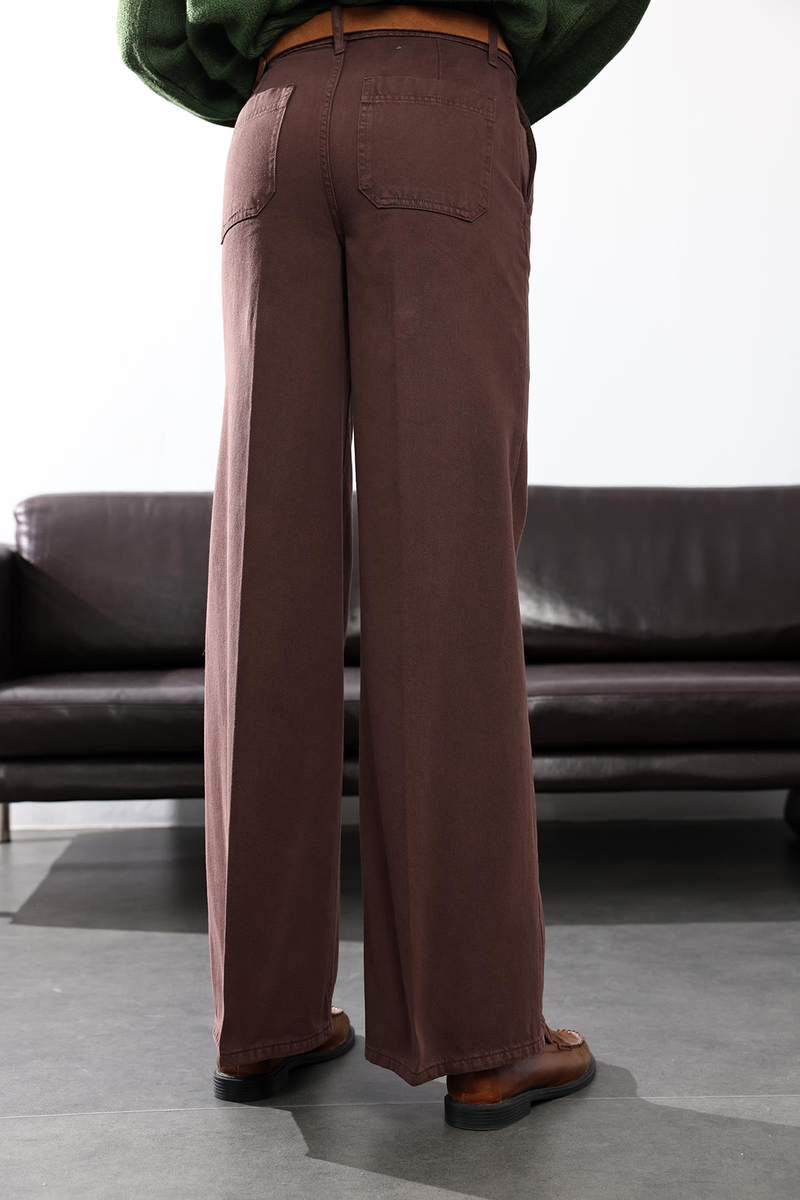 Kahverengi Klasik Wide Leg Jean 