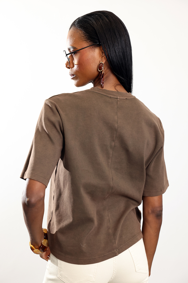 Kahverengi Leopar Baskılı Tshirt 18111