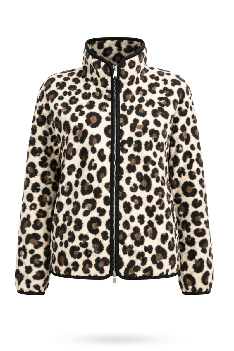 Kahverengi Leopar Desen Polar Ceket 23228