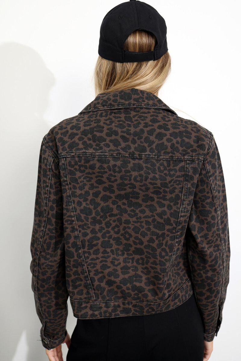 Kahverengi Leopar Desen Troklu Kot Ceket 99159