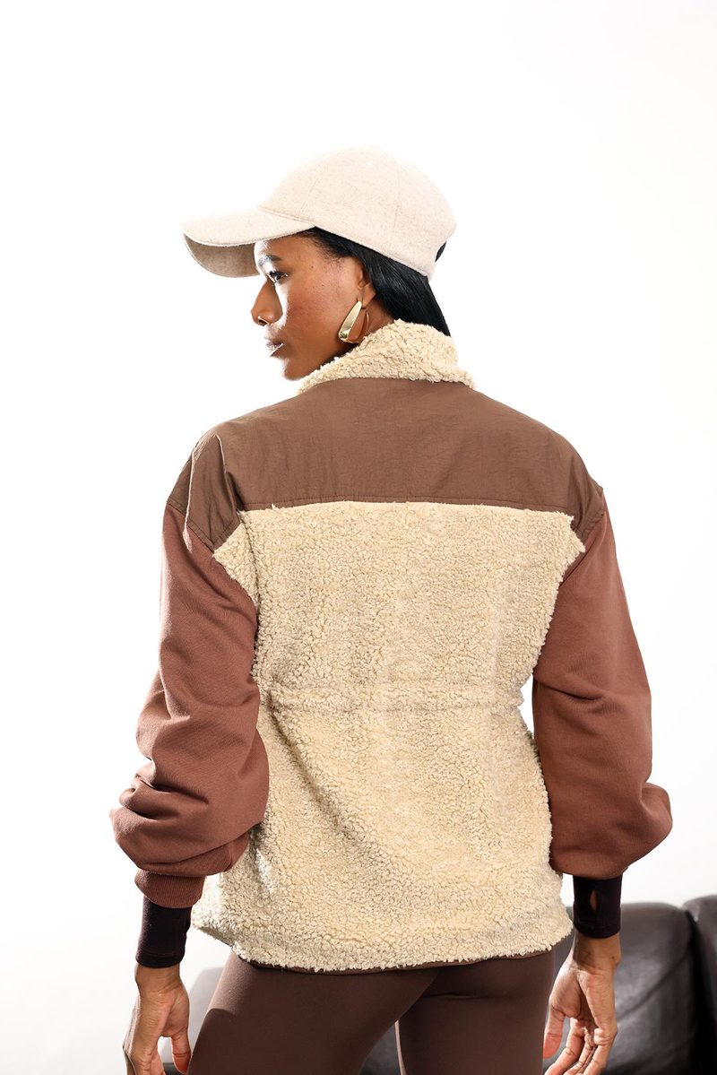 Kahverengi Parçalı Peluş Mont 36911