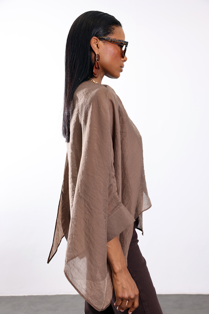 Kahverengi Pelerin Bluz 5026