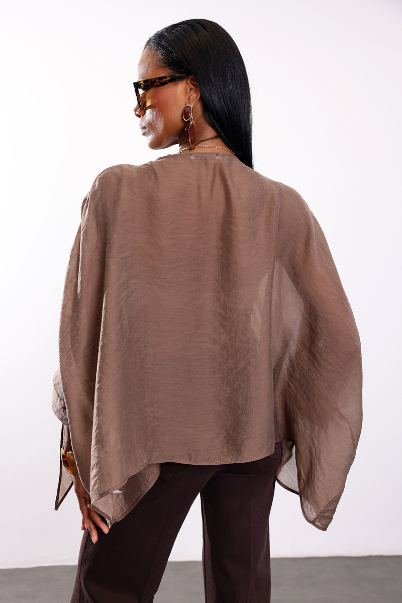 Kahverengi Pelerin Bluz 5026