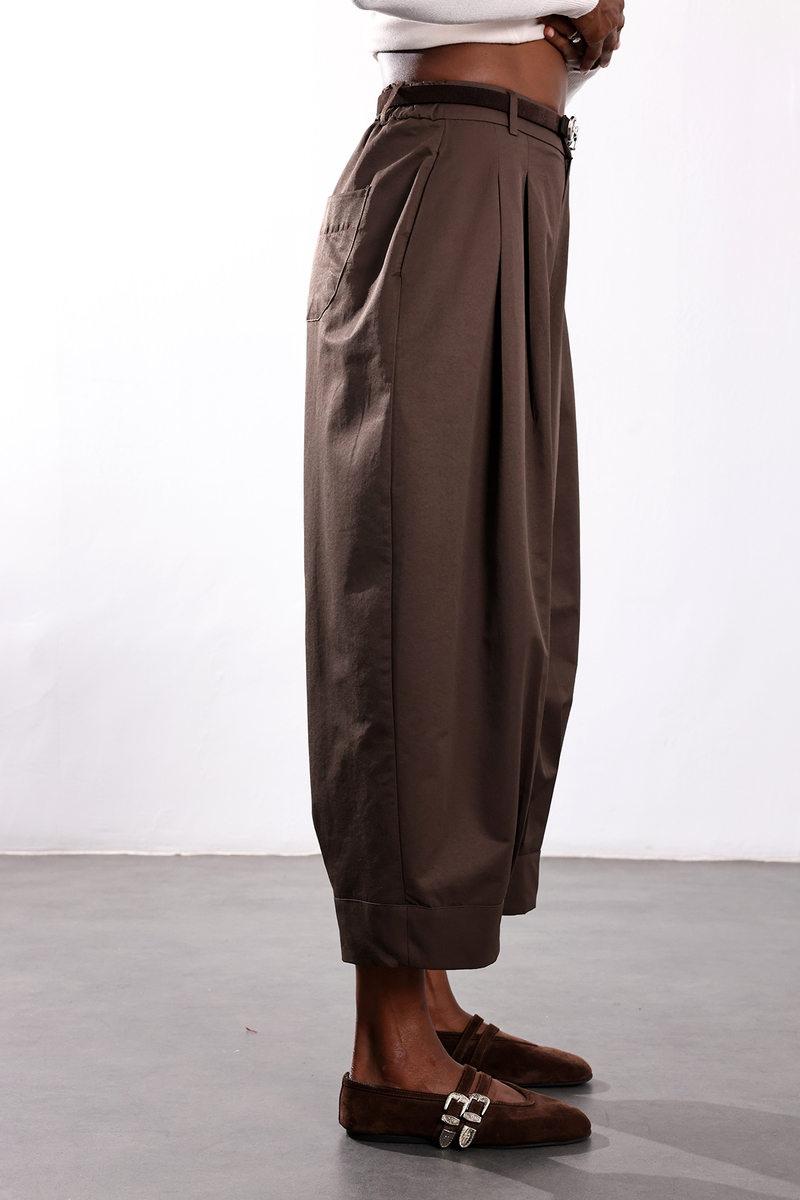 Kahverengi Pensli Barrel Pantolon 51475