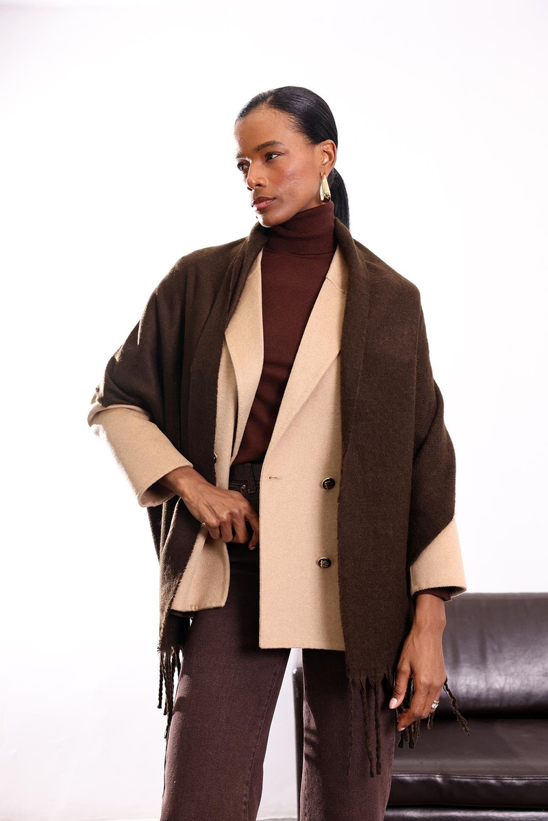 Kahverengi Püskül Detaylı Atkı 16002