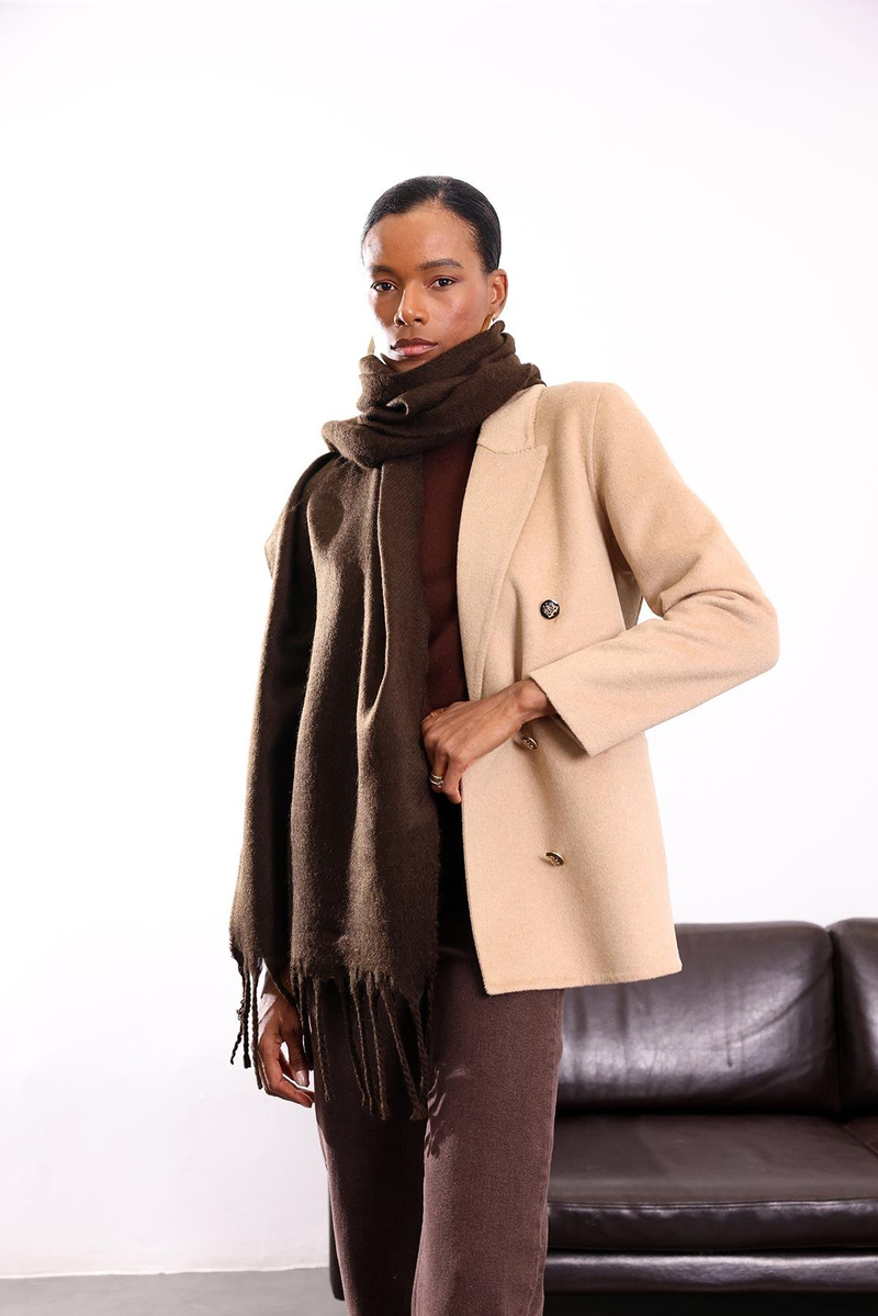 Kahverengi Püskül Detaylı Atkı 16002