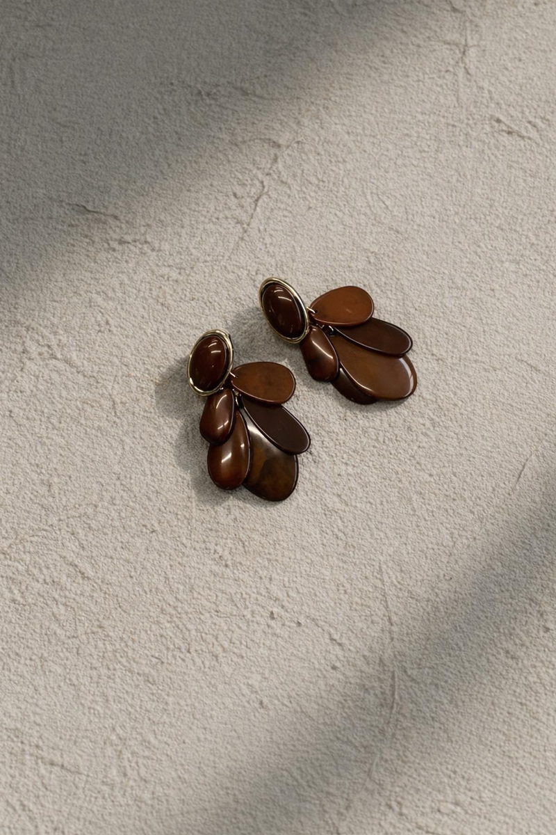 Kahverengi Ruby Düşü Küpe 