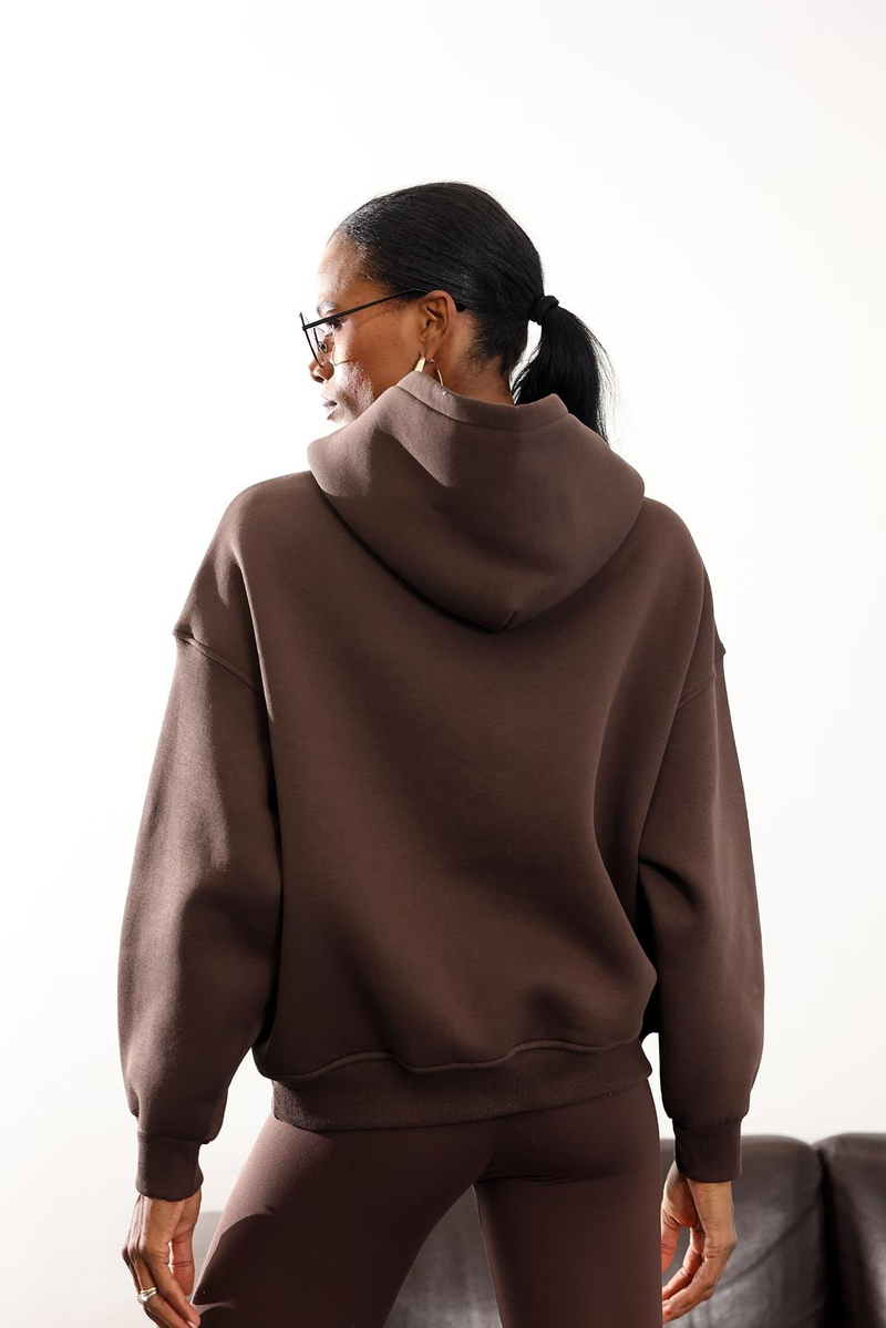 Kahverengi Şardonlu Oversize Sweatshirt 10801