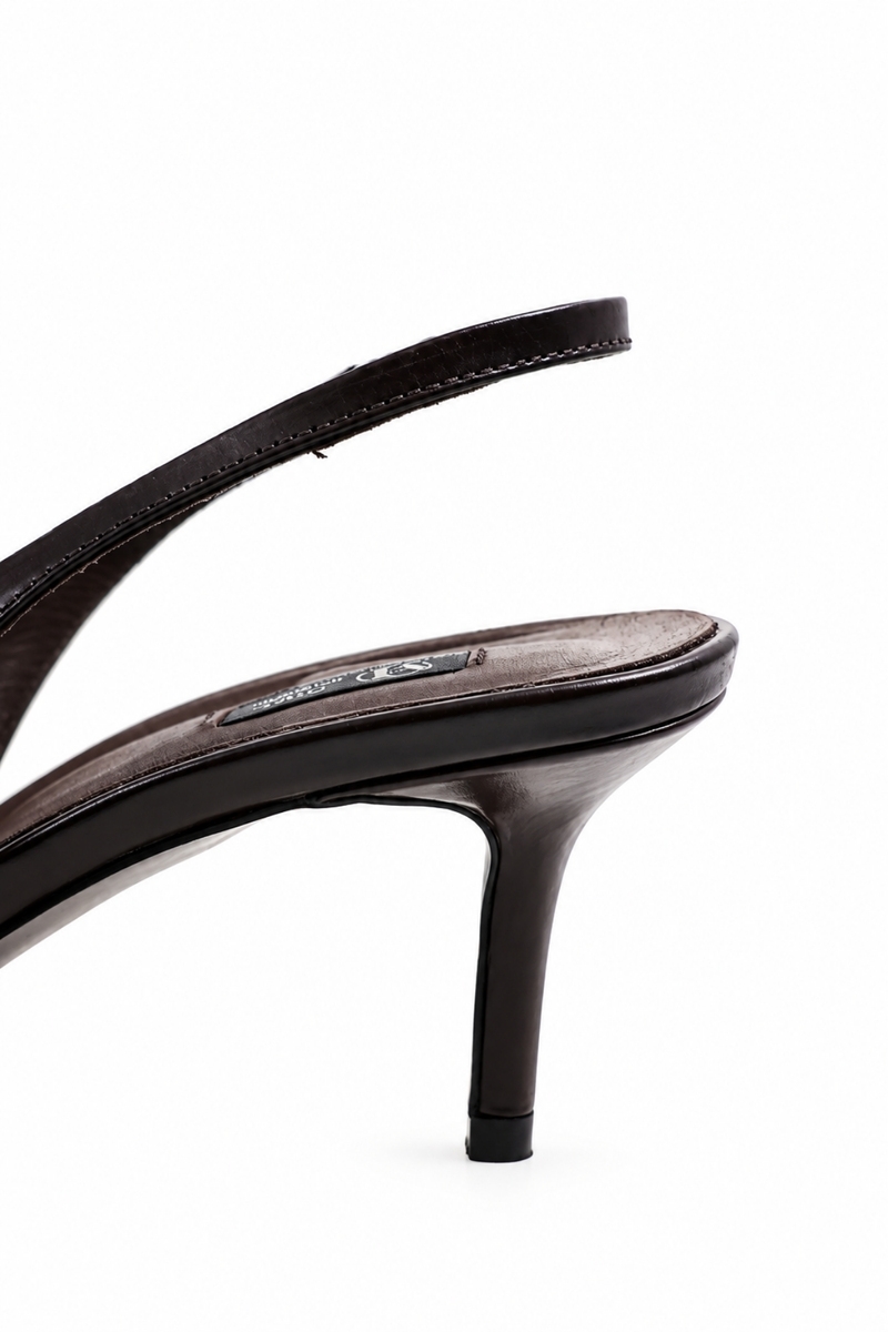 Kahverengi Sivri Burun Slingback 25149