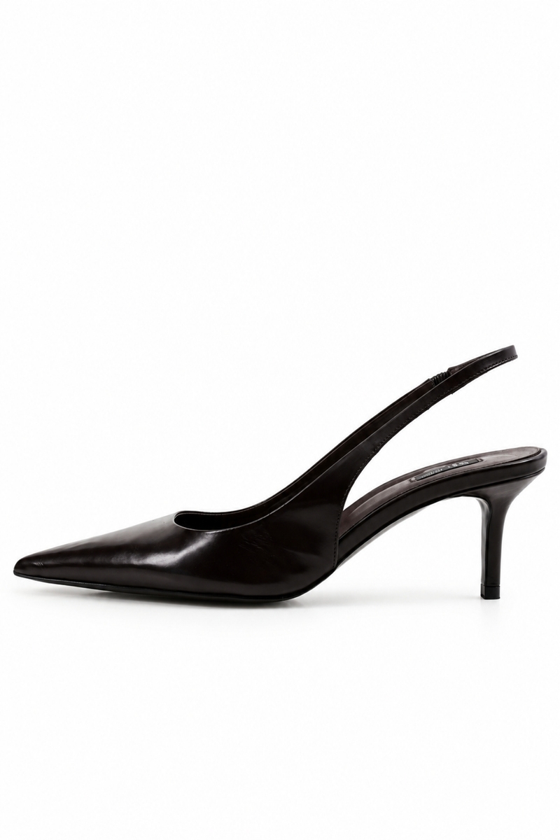 Kahverengi Sivri Burun Slingback 25149