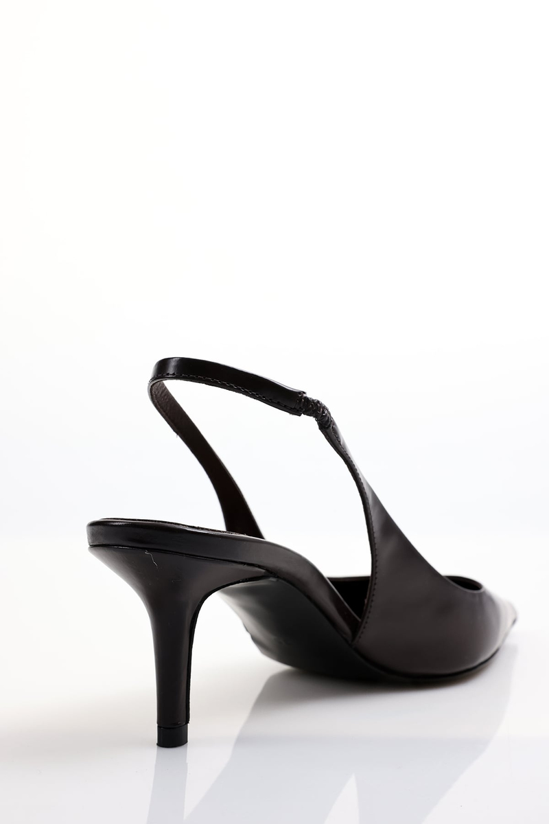 Kahverengi Sivri Burun Slingback 25149