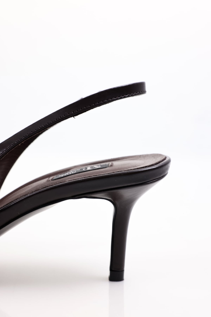 Kahverengi Sivri Burun Slingback 25149