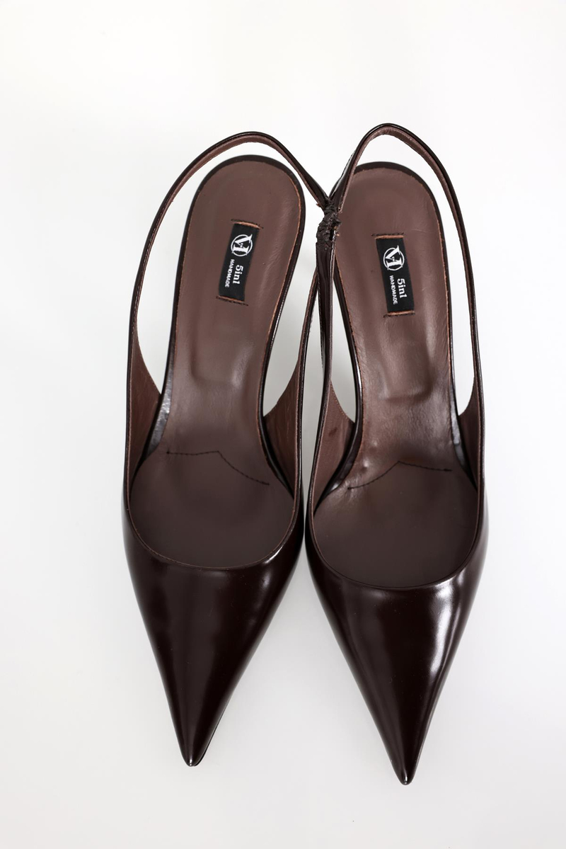 Kahverengi Sivri Burun Slingback 25149