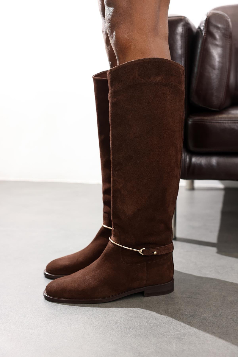 Kahverengi Süet Klasik Binici Çizme 24449