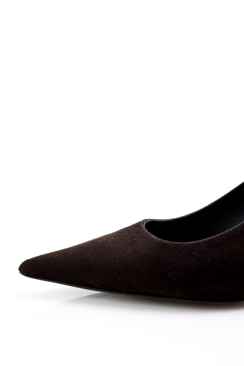 Kahverengi Süet Klasik Stiletto 25445