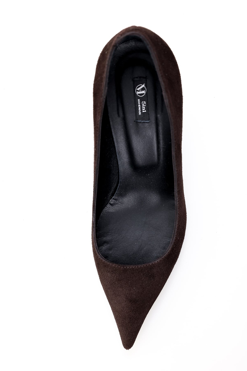 Kahverengi Süet Klasik Stiletto 25445
