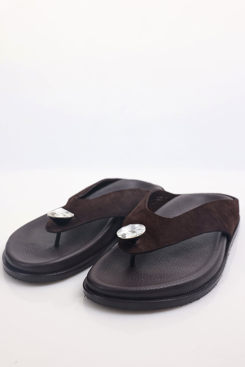 Kahverengi Swarovski Terlik 25293