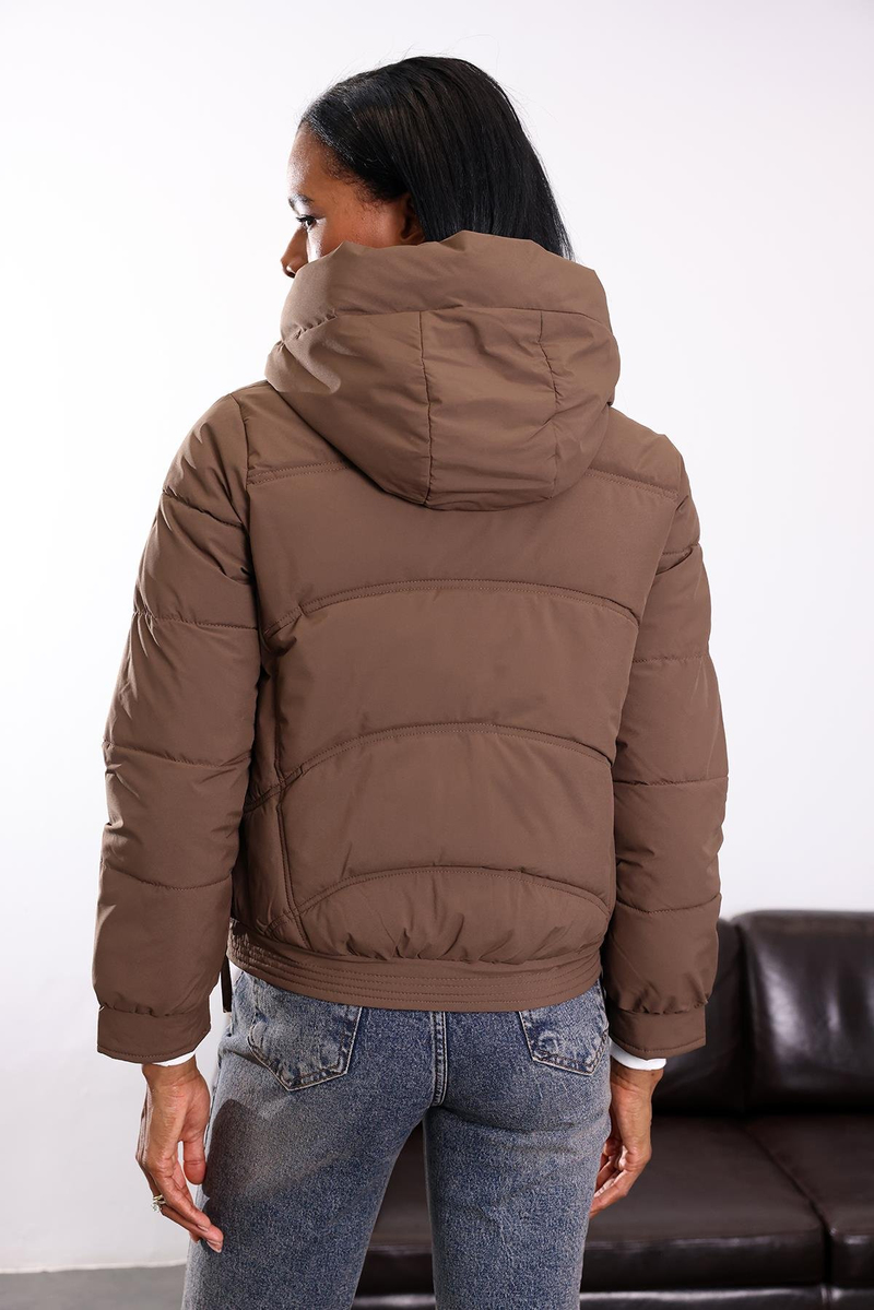 Kahverengi Yağmurluk Özellikli Şişme Mont 99901