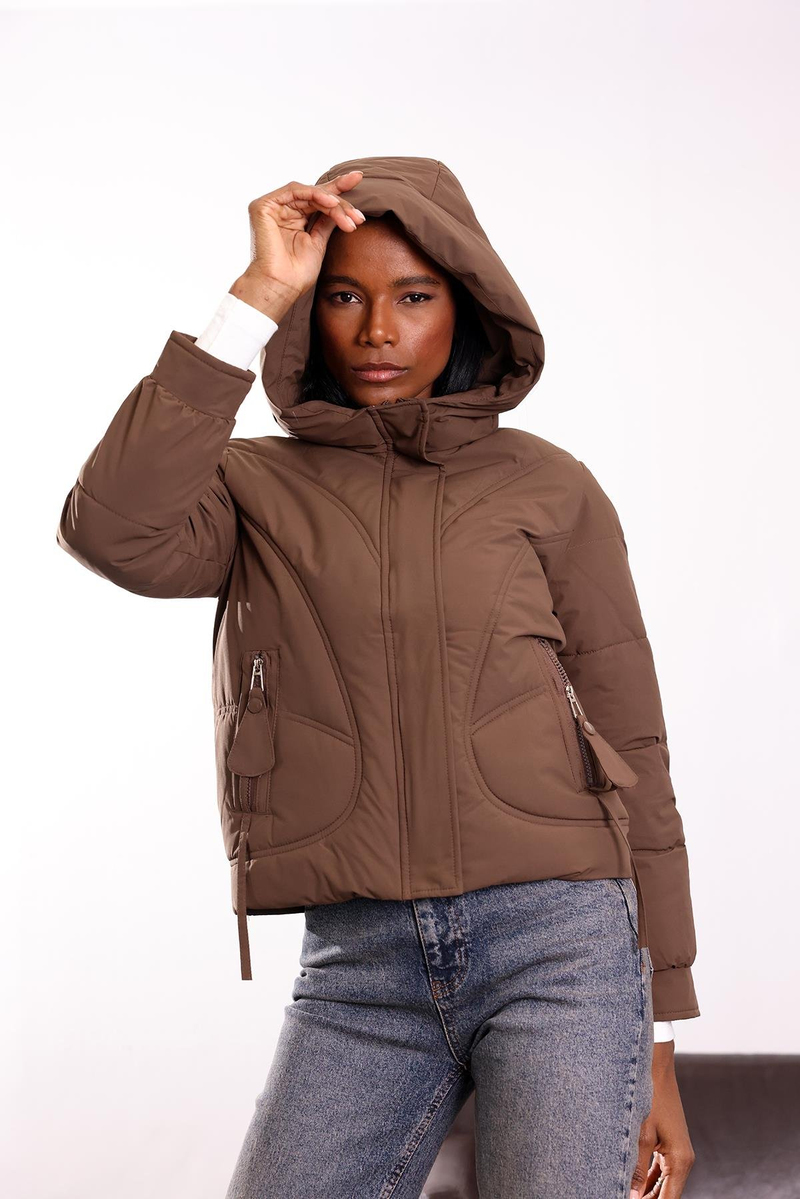 Kahverengi Yağmurluk Özellikli Şişme Mont 99901