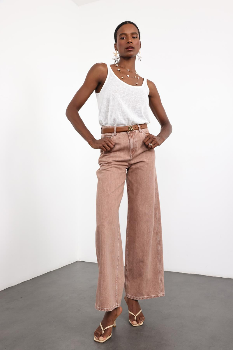 Kahverengi Yüksek Bel Wide Leg Jean 