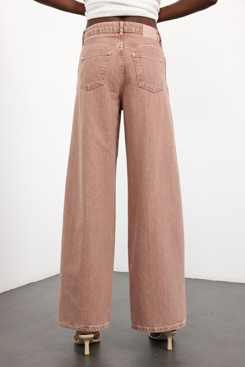 Kahverengi Yüksek Bel Wide Leg Jean 