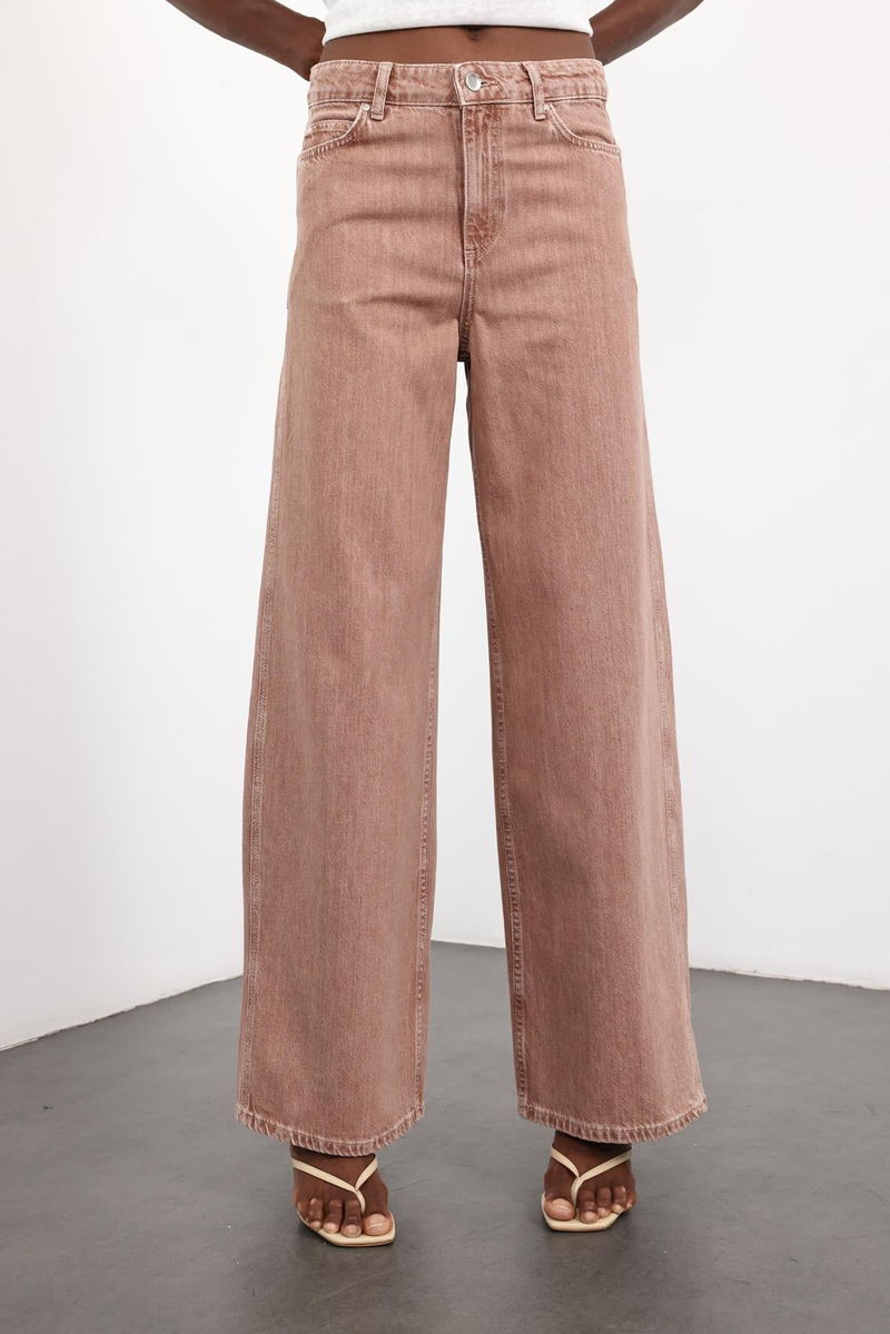 Kahverengi Yüksek Bel Wide Leg Jean 