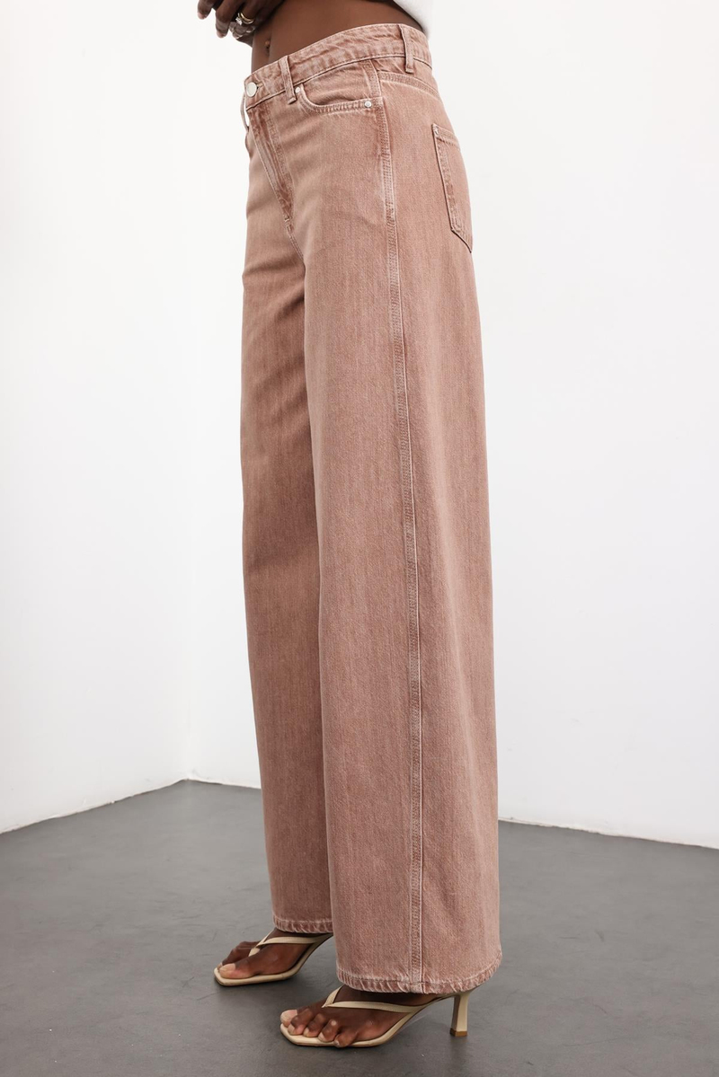 Kahverengi Yüksek Bel Wide Leg Jean 