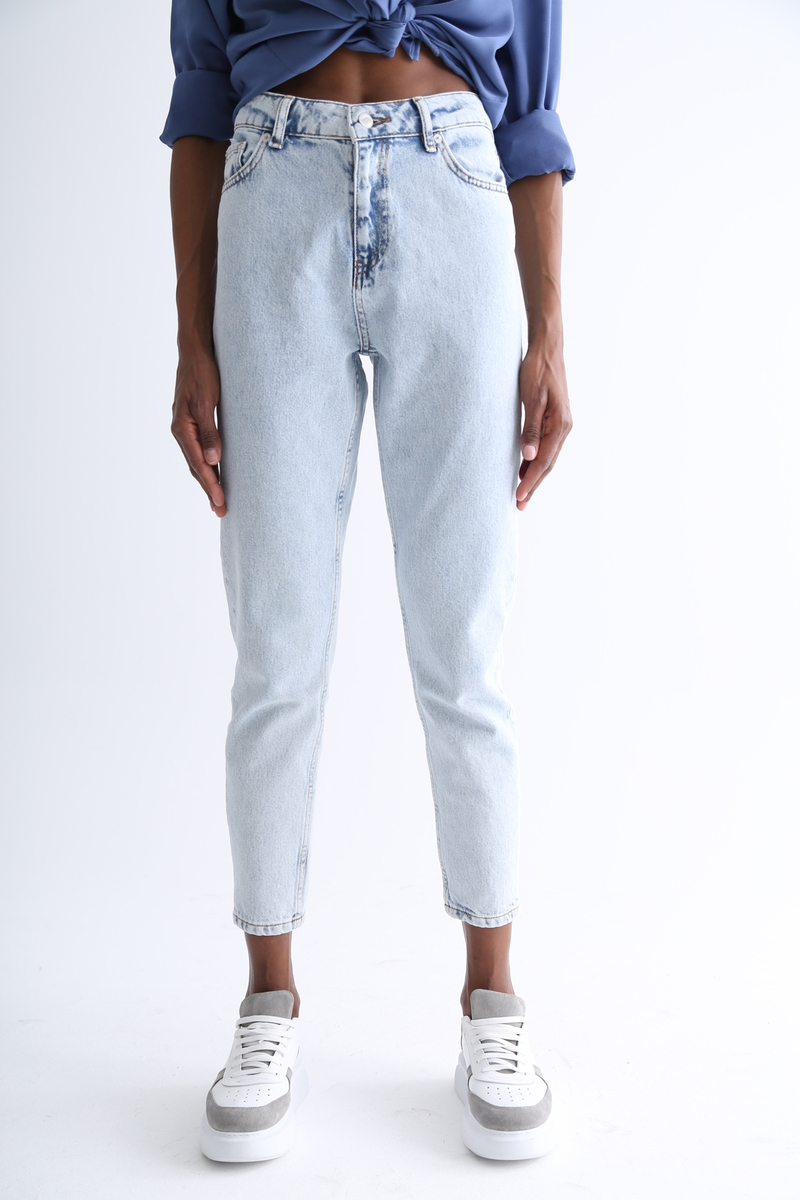 Kar Yıkamalı Yüksek Bel Mom Fit Jean 1915