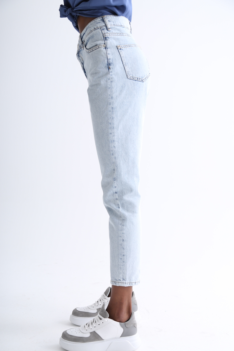 Kar Yıkamalı Yüksek Bel Mom Fit Jean 1915