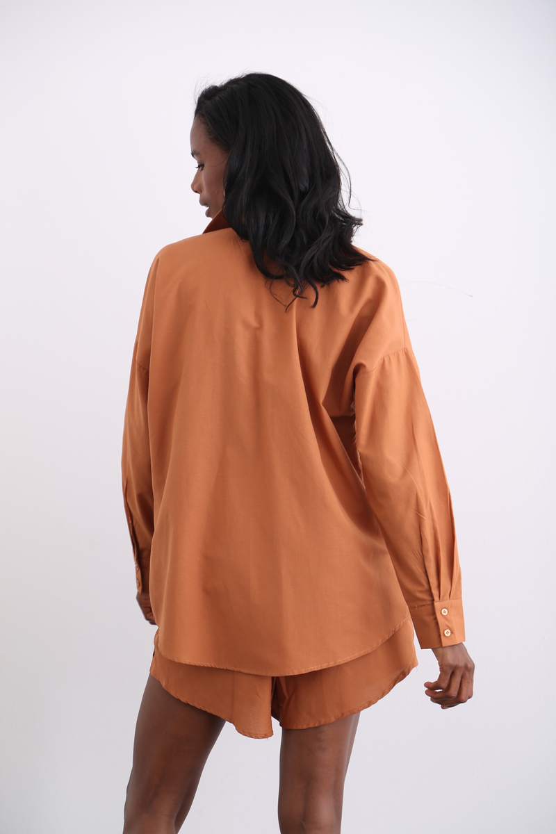 Karamel Oversize Şort Takım 