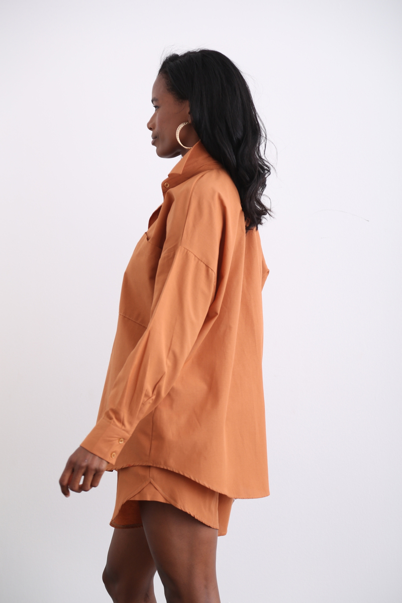 Karamel Oversize Şort Takım 