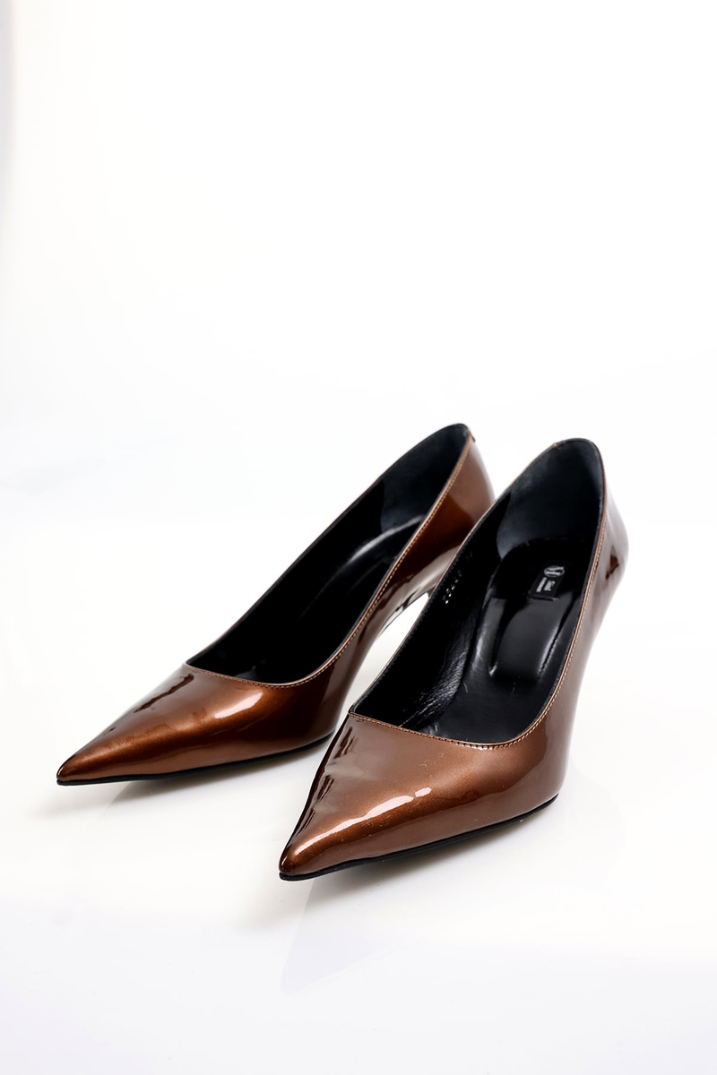 Karamel Rugan Deri Klasik Stiletto 25445