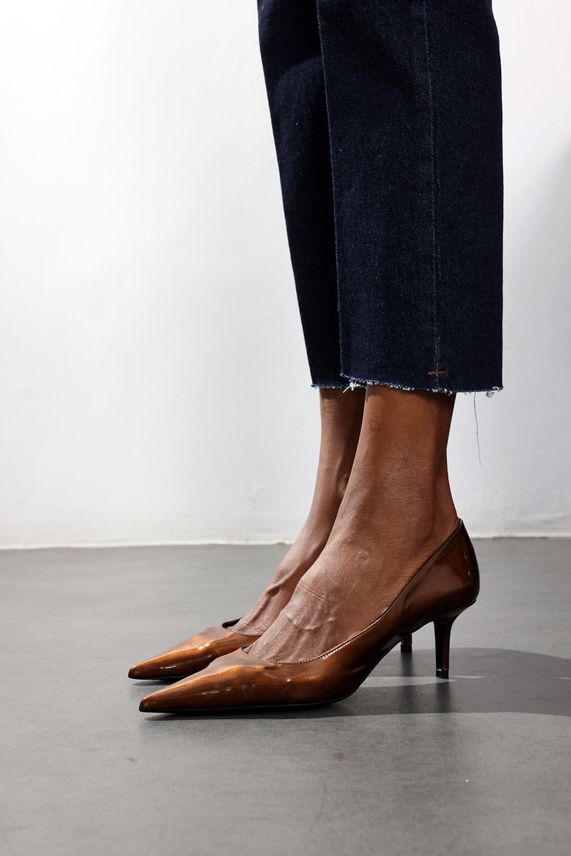 Karamel Rugan Deri Klasik Stiletto 25445