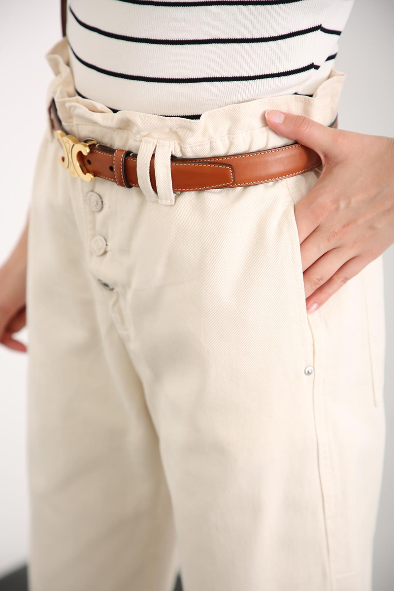 Kemik Beli Lastikli Mom Jean 