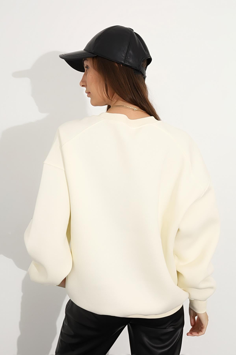 Kemik Bisiklet Yaka Basic Sweatshirt 3408-23