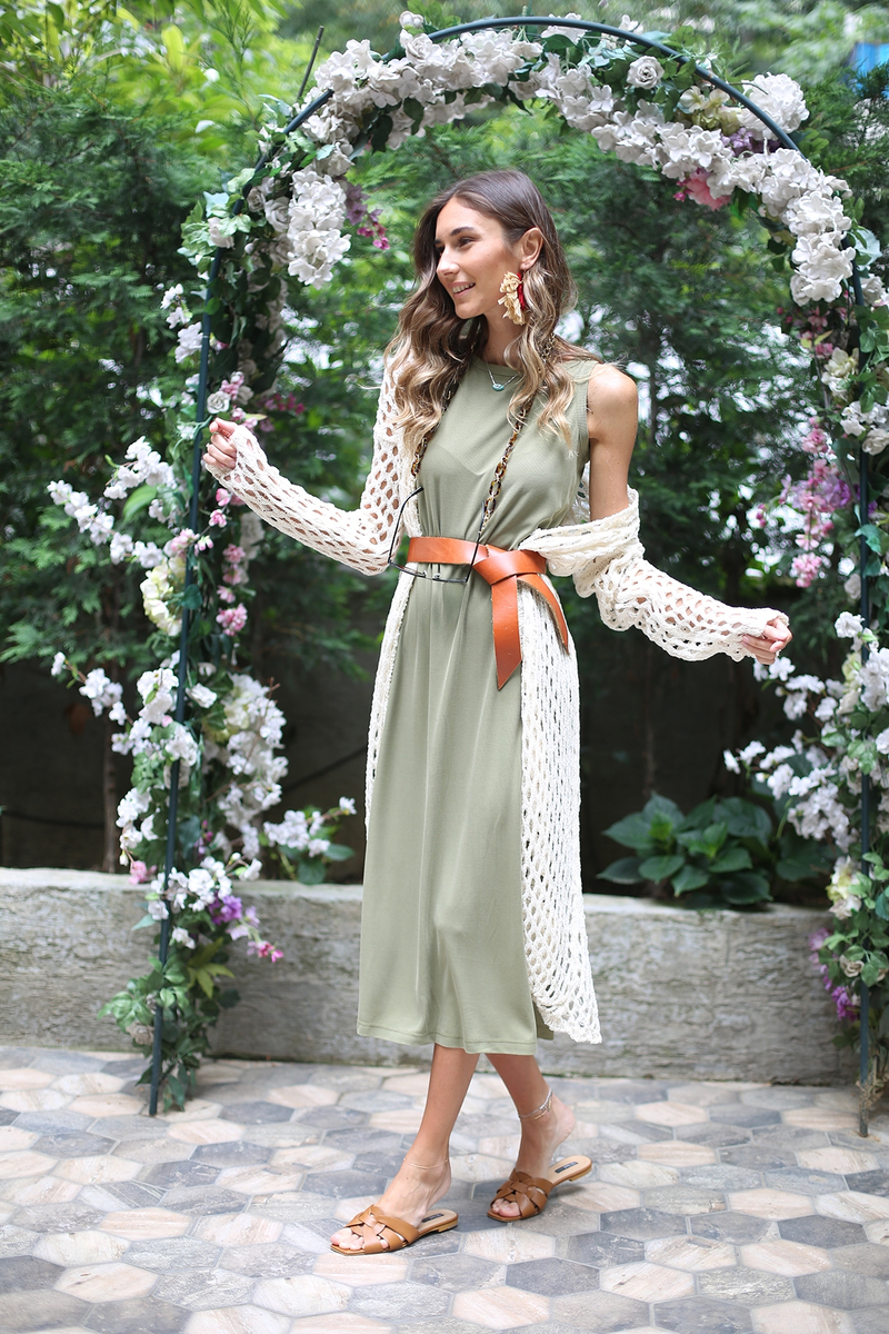 Kemik Delikli Örgü Kimono