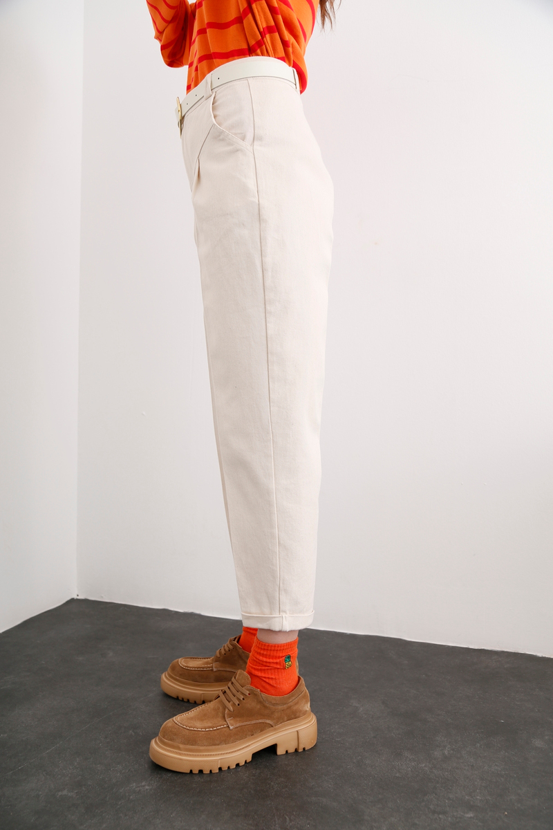 Kemik Duble Paça Kemerli Pantolon 50479
