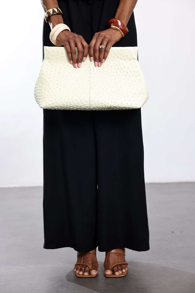Kemik Paris Deve Kuşu Clutch Çanta 7981