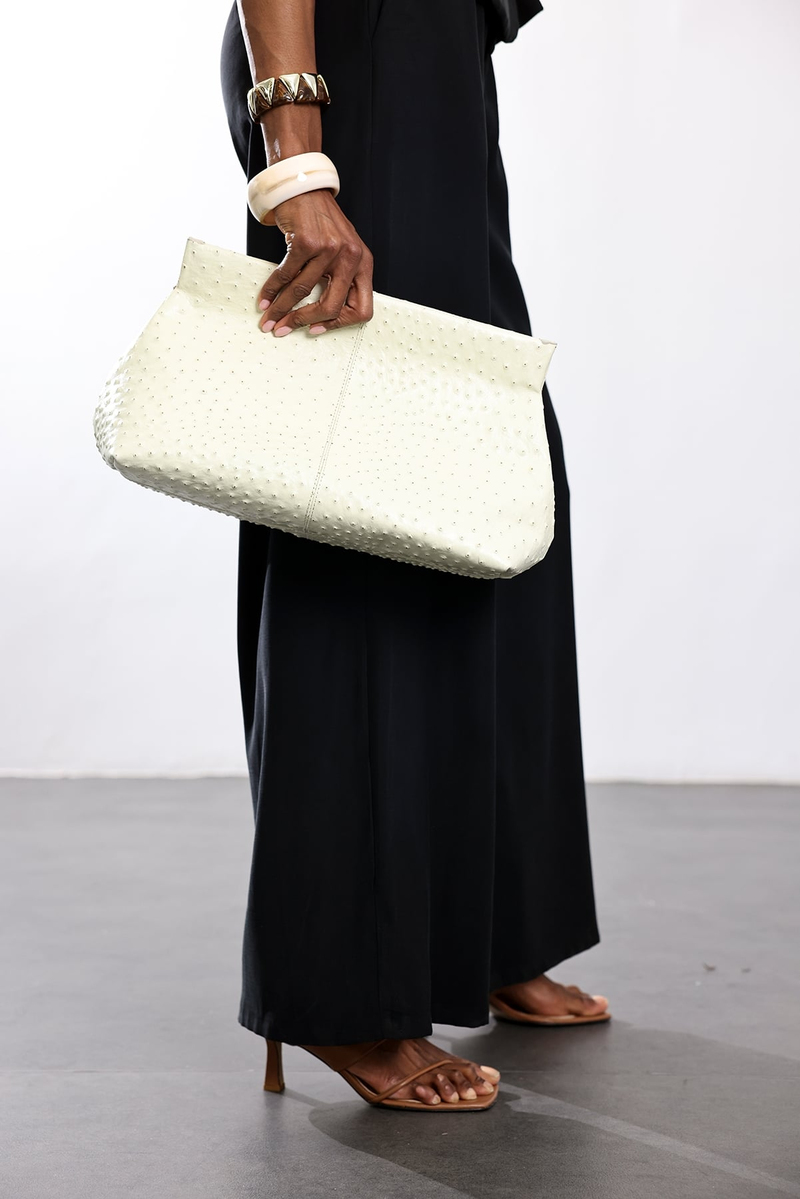 Kemik Paris Deve Kuşu Clutch Çanta 7981