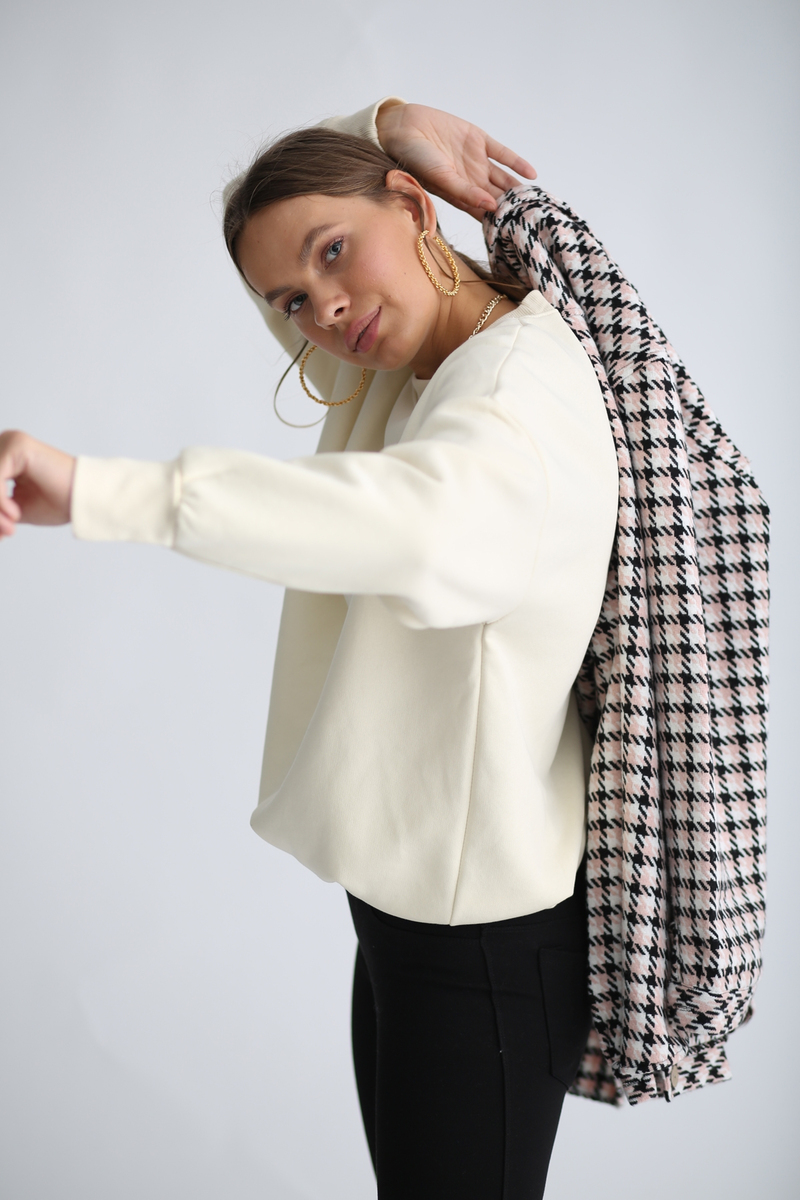 Kemik Şardonlu Basic Sweatshirt 3200